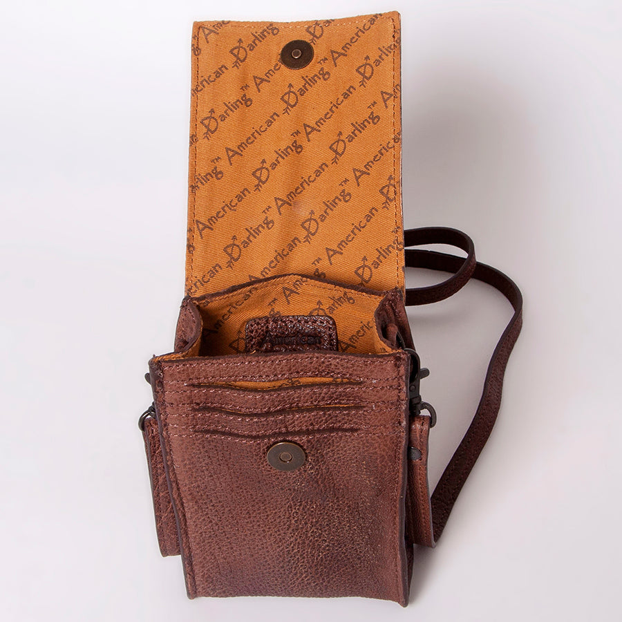 American Darling Cell Phone Holder Hand Tooled Hair-On Genuine Leather Women Bag Western Handbag Purse | Case