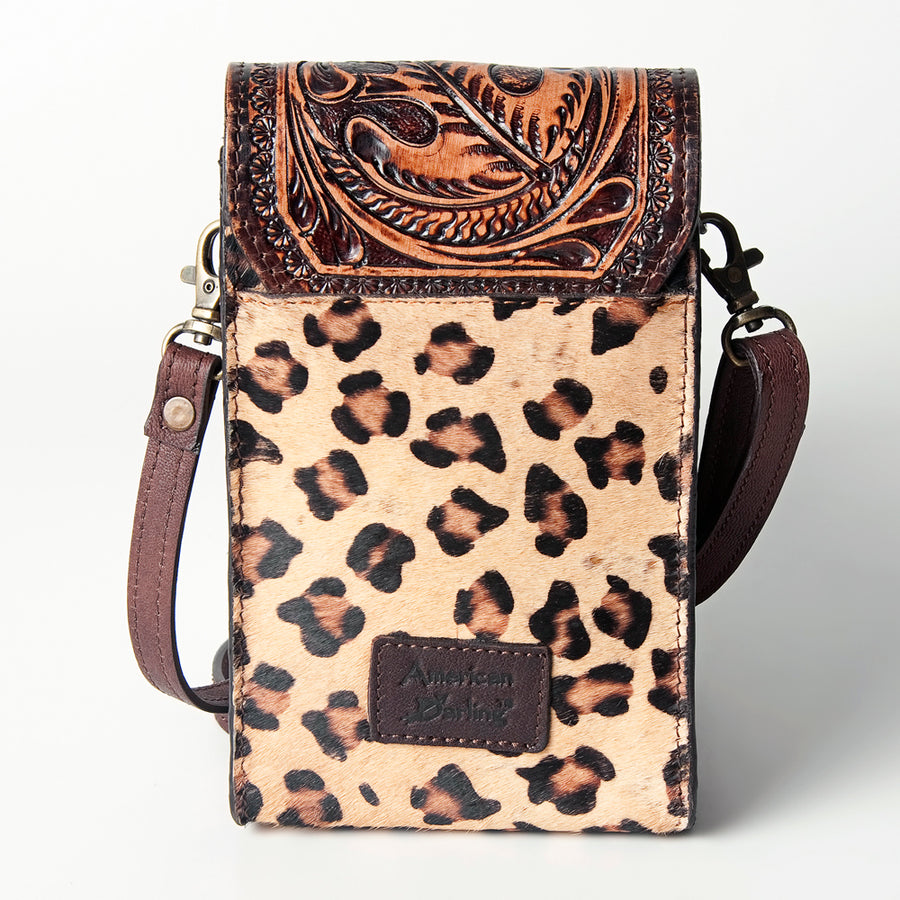 American Darling Cell Phone Holder Hand Tooled Hair-On Genuine Leather Women Bag Western Handbag Purse | Case