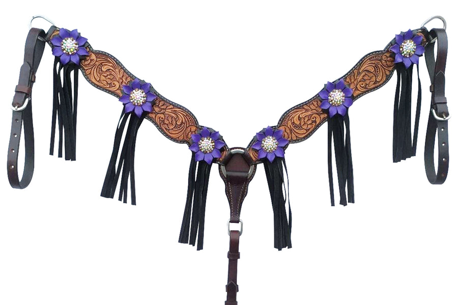 Bar H Equine American Leather Horse Saddle Tack One Ear Headstall Breast Collar Browband Wither Strap
