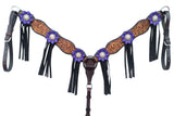 Bar H Equine American Leather Horse Saddle Tack One Ear Headstall | Breast Collar | Browband Headstall | Wither Strap | Tack Set for Horses BER113