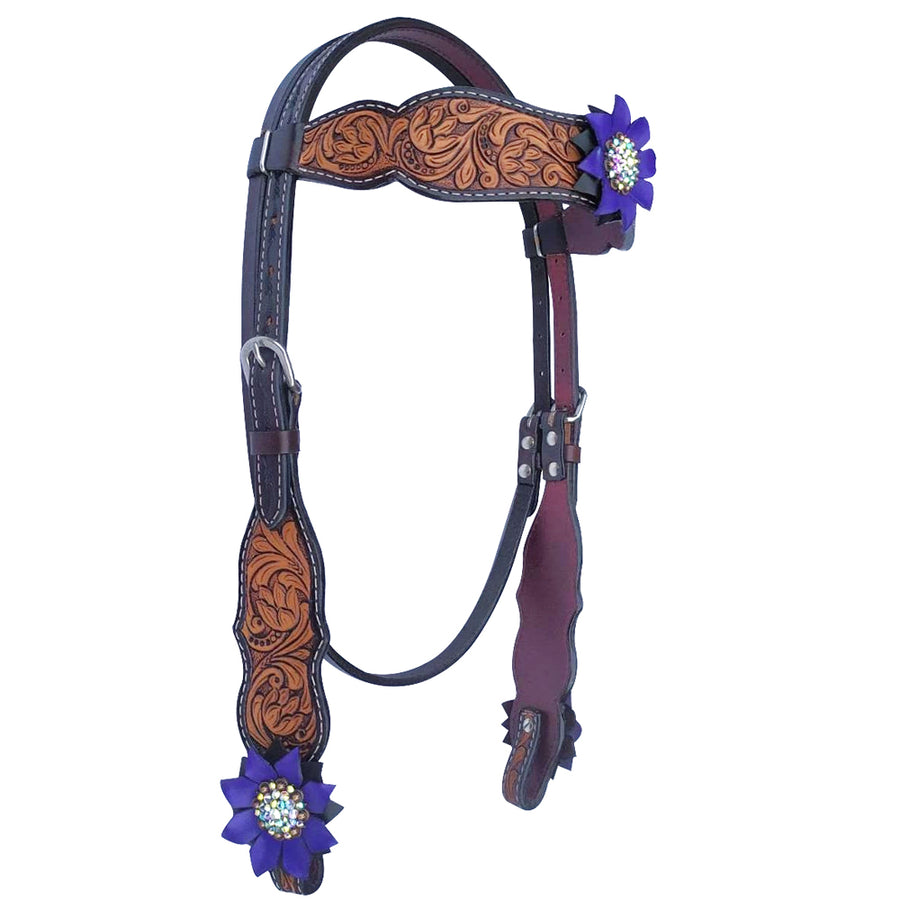 Bar H Equine American Leather Horse Saddle Tack Headstall | Browband Western for Horses - Uhorse