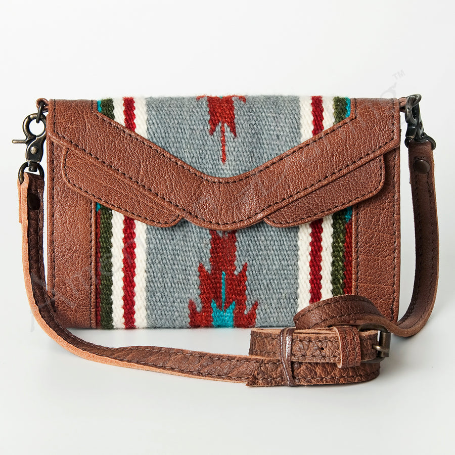 American Darling Envelope Bag, Hand Woven Saddle Blanket & Vegetable-Tanned Leather, Western Small Crossbody Purse