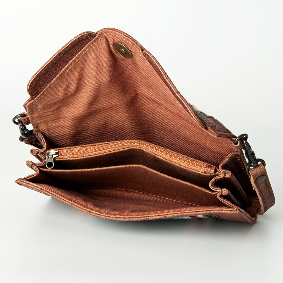 American Darling Envelope Bag, Hand Woven Saddle Blanket & Vegetable-Tanned Leather, Western Small Crossbody Purse