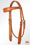 Hilason American Leather Horse Browband Headstall Working Tack Tan