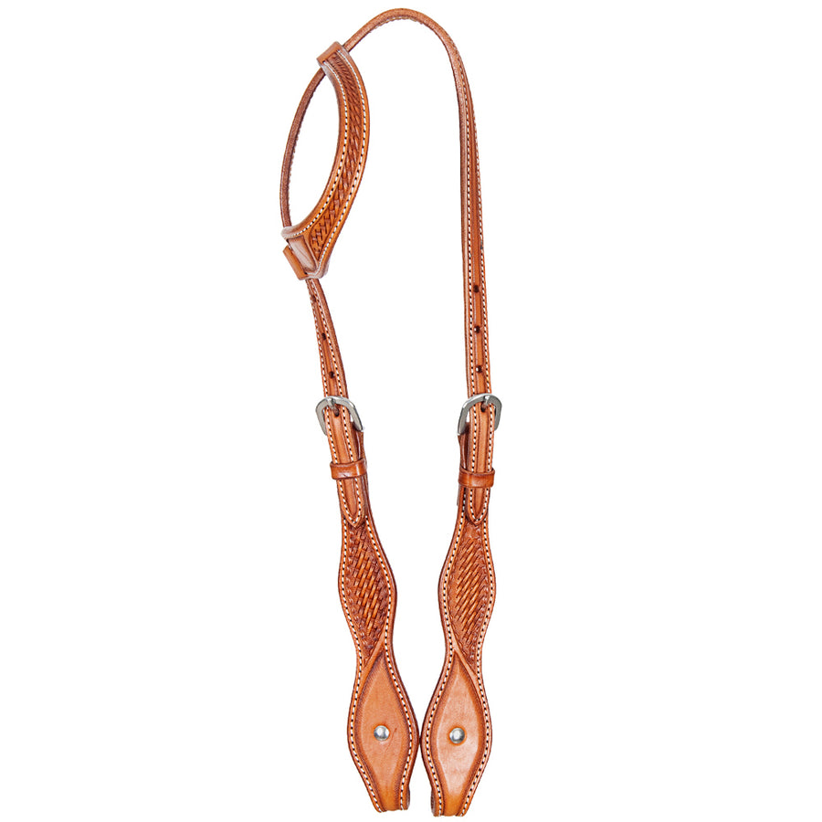 Hilason American Leather H. One Ear Headstall Working Tk. Tan – by Hilason – Cowboy and equestrian accessories