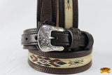 HILASON Western Genuine Leather Belt for Handmade Unisex Full Grain Heavy Duty Engraved Buckle Belt Dark Brown