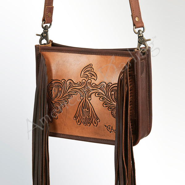 American Darling Hand Tooled Floral Cross body Bag Handcrafted Western Leather Purse - Uhorse