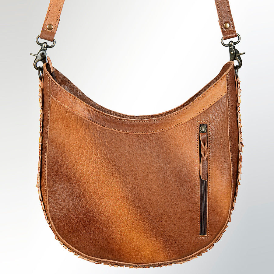 American Darling Hobo Bag, Hand Tooled Floral Carved Vegetable-Tanned Leather, Hand Woven Saddle Blanket Western Shoulder Bag