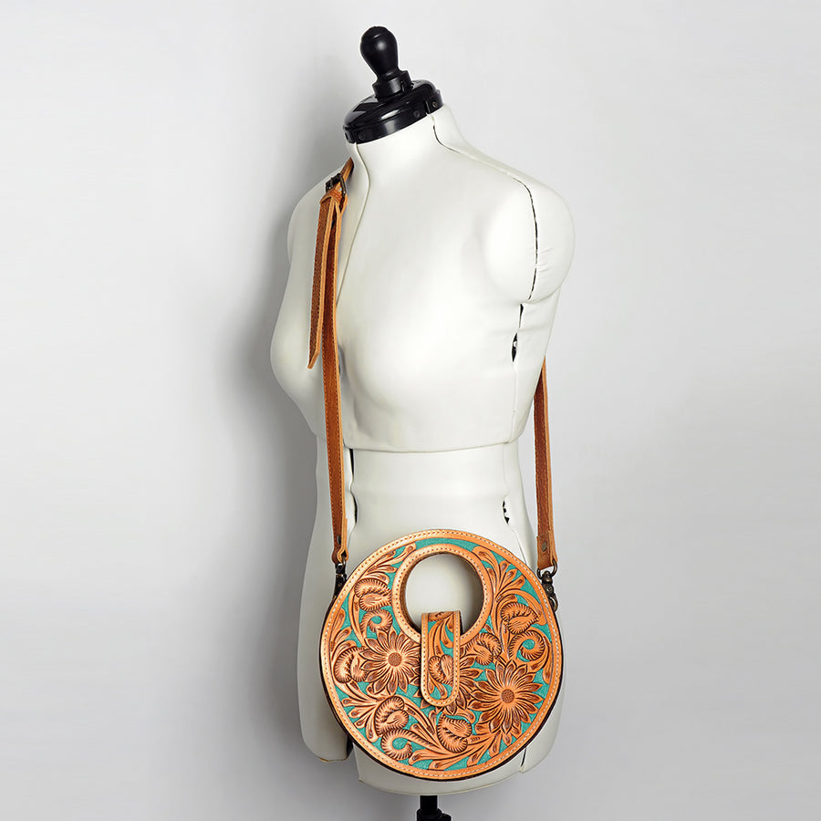 American Darling Hobo Bag, Hand Tooled Floral Carved Vegetable-Tanned Leather, Western Handcrafted Shoulder Purse