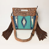 American Darling Clutch Hand Tooled Saddle Blanket Fabric Genuine Leather Western Women Bag Handbag Purse | Purses for Cute