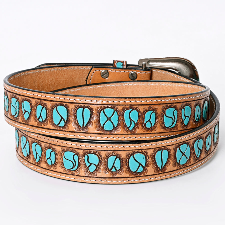 American Darling Beautifully Hand Tooled Tan Genuine Leather Belt Men and Women Western with Removable Buckle