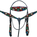 Hilason Western Horse Leather Headstall Breast Collar Set Black