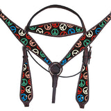 Hilason Western Horse Leather Headstall Breast Collar Set Dark Brown