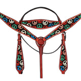 Hilason Western Horse Leather Headstall Breast Collar Set Mahogany