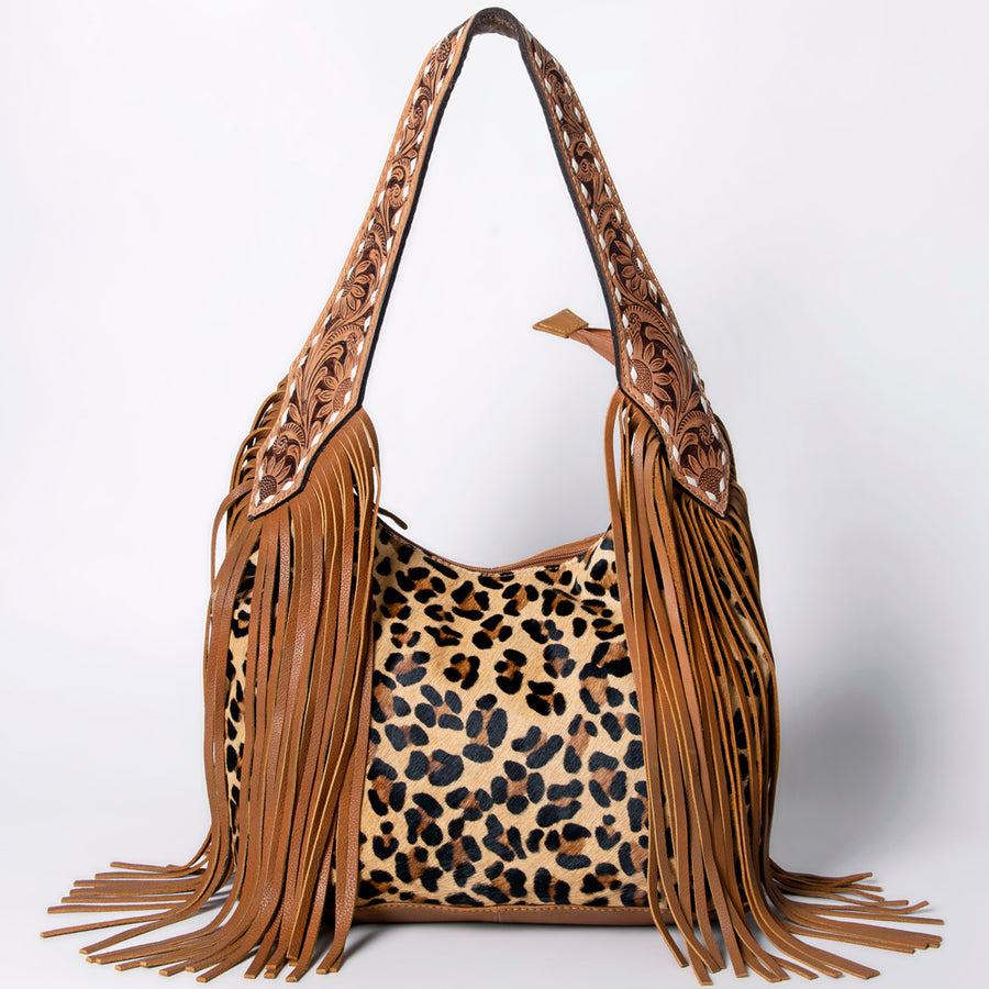 American Darling Western Hobo Bag - Hand Tooled Floral Leather & Fringes