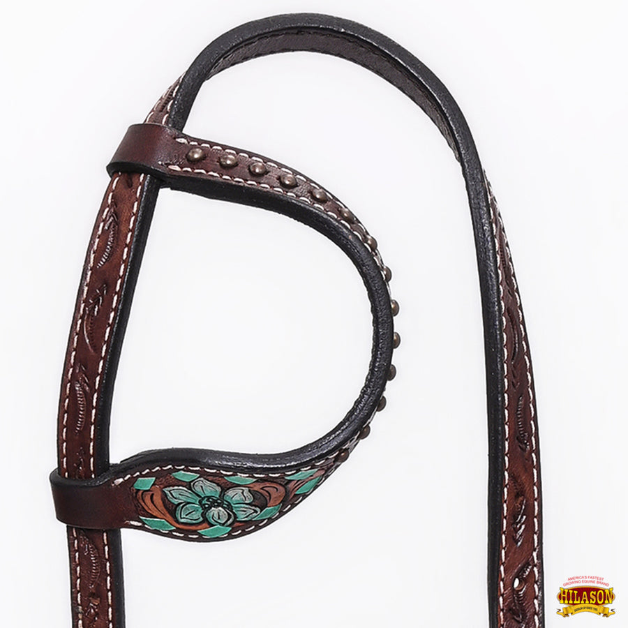HILASON Western Horse Floral Headstall Breast Collar One American Leather Tack Set