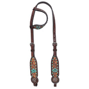 HILASON Western Horse Floral Headstall Breast Collar One American Leather Tack Set