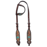 HILASON Western Horse Floral Headstall Breast Collar One American Leather Tack Set - Uhorse