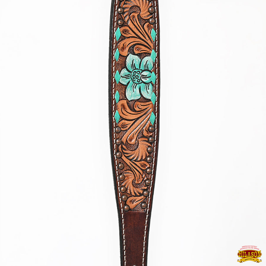 HILASON Western Horse Floral Headstall Breast Collar One American Leather Tack Set