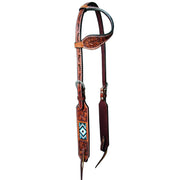 HILASON Western Horse Beaded Floral One Ear Headstall American Leather Tack