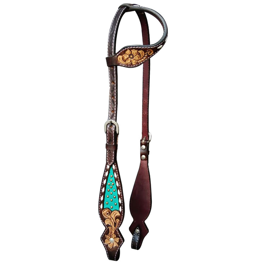 HILASON Western Horse Floral Headstall Breast Collar American Leather Tack Set - Uhorse
