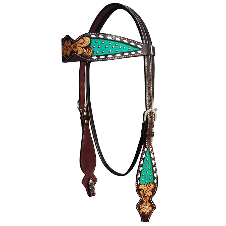 HILASON Western Horse Floral Headstall American Leather - Uhorse
