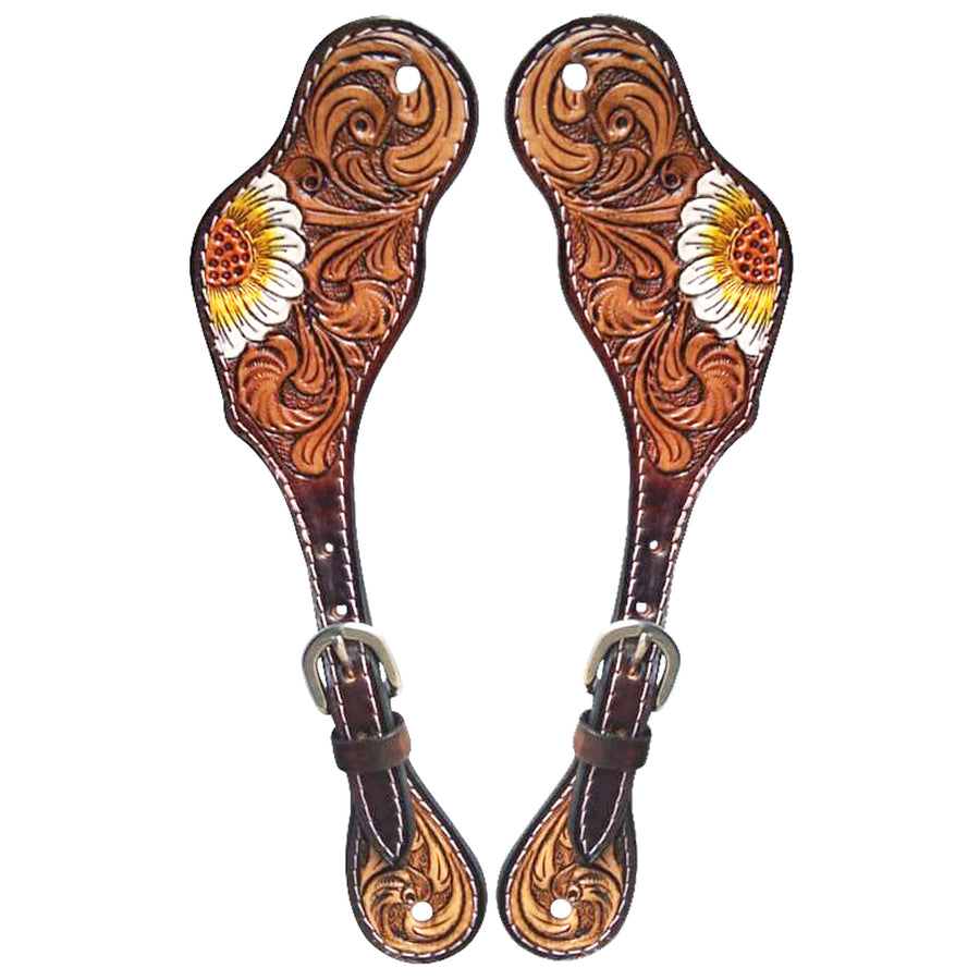 Hilason Leather Horse Riding Spur Strap Western Floral Hand Paint - Uhorse
