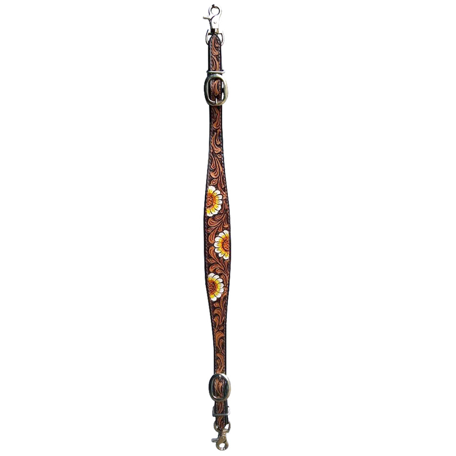 HILASON Western Horse Floral Headstall Breast Collar One Ear Headstall Wither Strap American Leather Tack Set