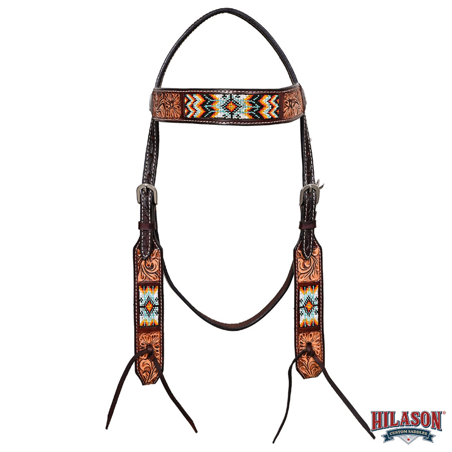 HILASON Western Horse Floral Headstall Breast Collar One Ear Headstall Wither Strap American Leather Tack Set
