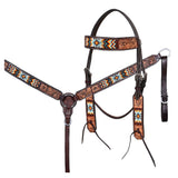 HILASON Western Horse Floral Headstall Breast Collar One Ear Headstall Wither Strap American Leather Tack Set - Uhorse