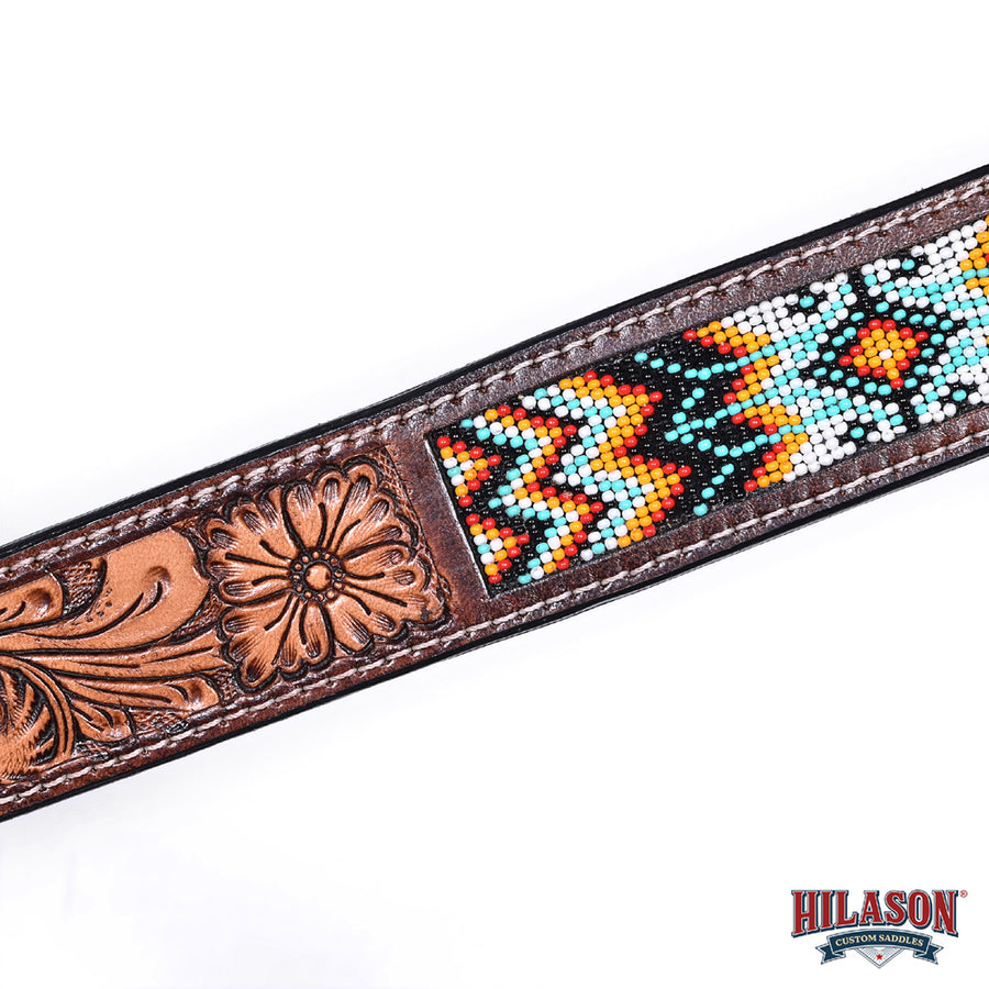 HILASON Western Horse Floral Headstall Breast Collar One Ear Headstall Wither Strap American Leather Tack Set