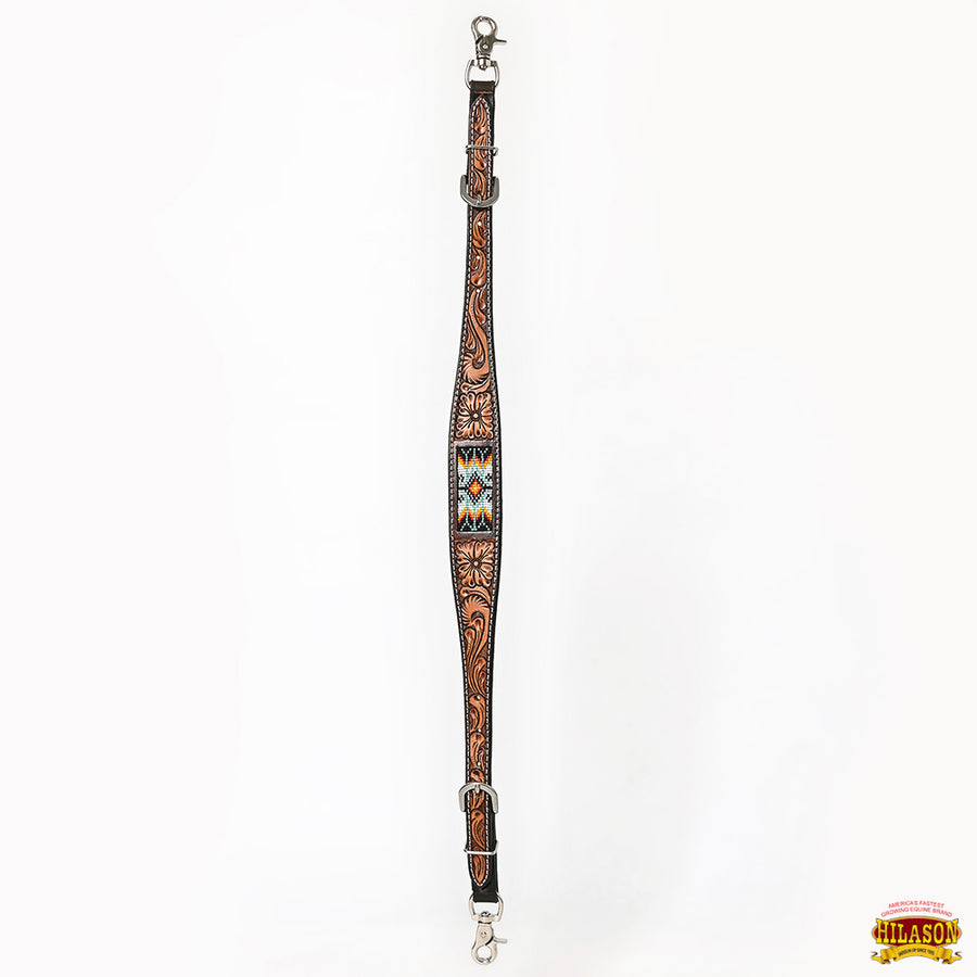 HILASON Western Horse Floral Headstall Breast Collar One Ear Headstall Wither Strap American Leather Tack Set