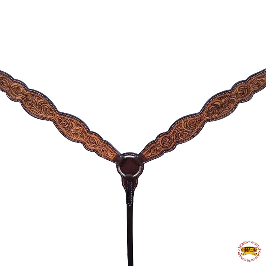 HILASON Western Horse Floral Headstall Breast Collar American Leather Tack Set