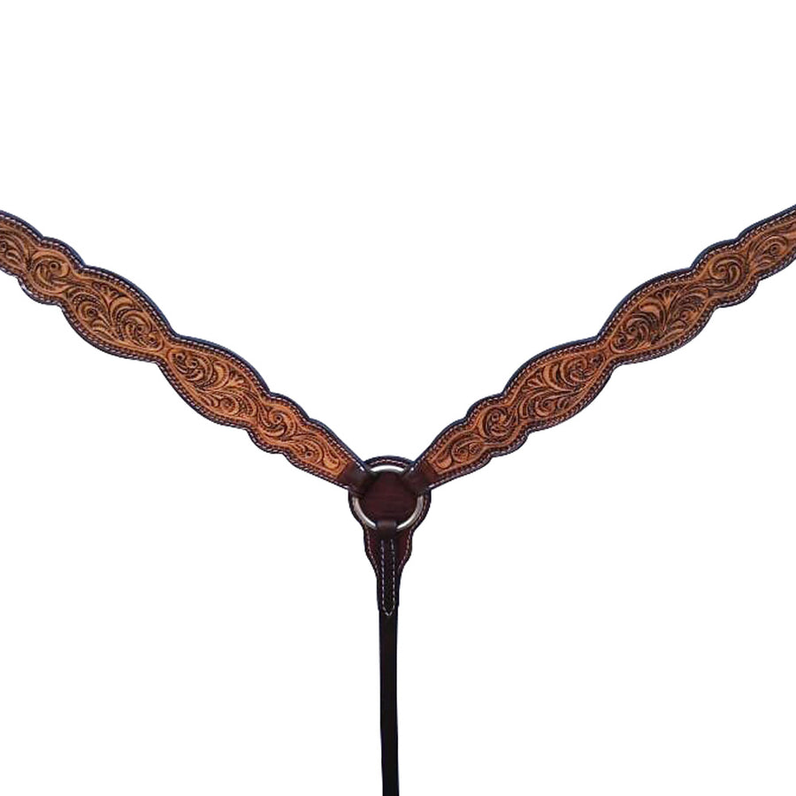 HILASON Western Horse Floral Headstall Breast Collar American Leather Tack Set