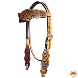 HILASON Western Horse Floral Headstall Breast Collar One Headstall Spur Strap Wither Strap American Leather Tack Set