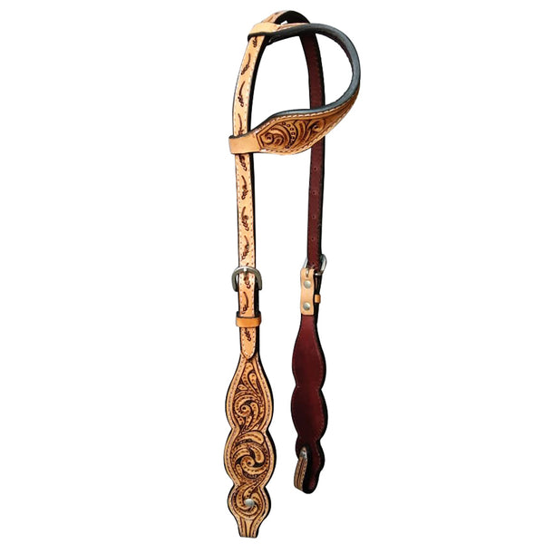 HILASON Western Horse Floral Headstall Breast Collar One Ear Headstall Wither Strap American Leather Tack Set - Uhorse