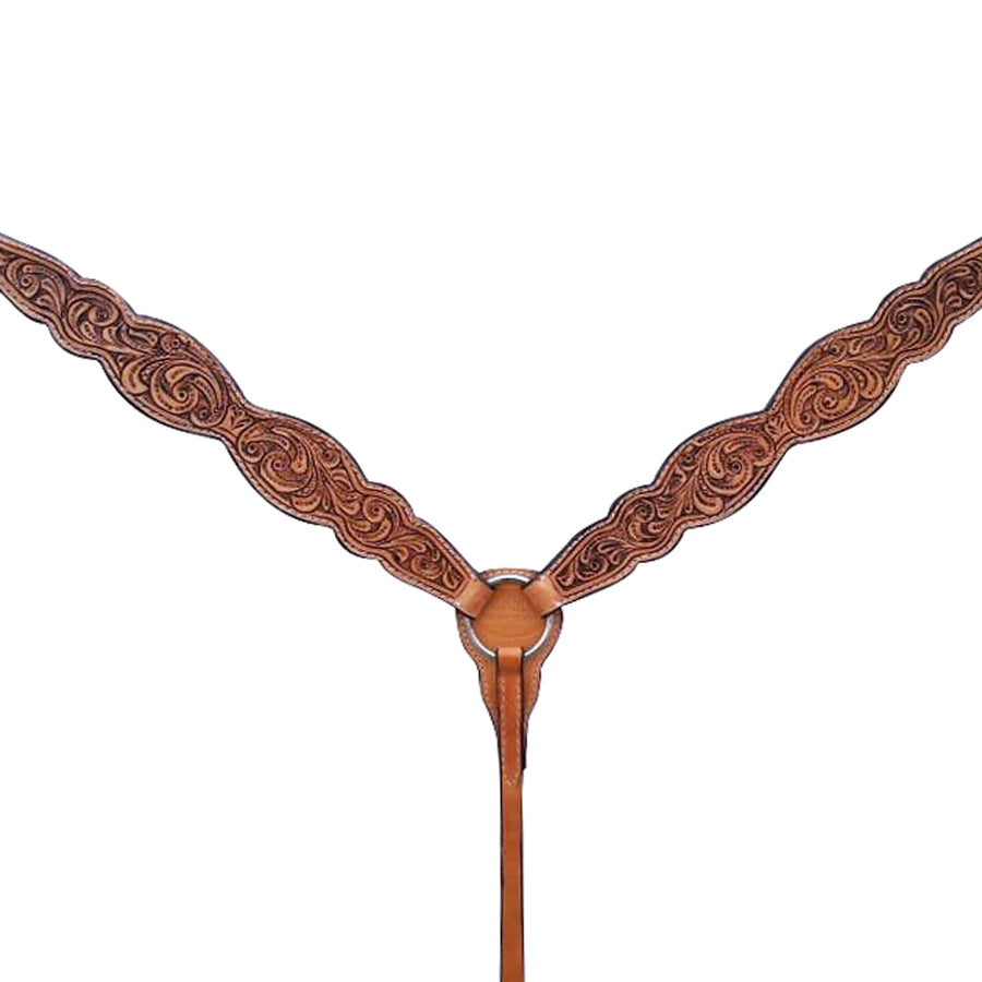 HILASON Western Horse Floral Headstall Breast Collar One Ear Headstall Wither Strap American Leather Tack Set