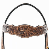 HILASON Western Horse Floral Headstall Breast Collar One Headstall American Leather Tack Set