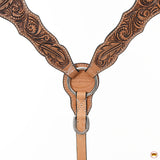 HILASON Western Horse Floral Headstall Breast Collar One Headstall American Leather Tack Set