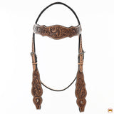 HILASON Western Horse Floral Headstall Breast Collar One Headstall American Leather Tack Set