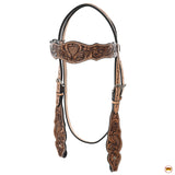 HILASON Western Horse Floral Headstall Breast Collar One Headstall American Leather Tack Set