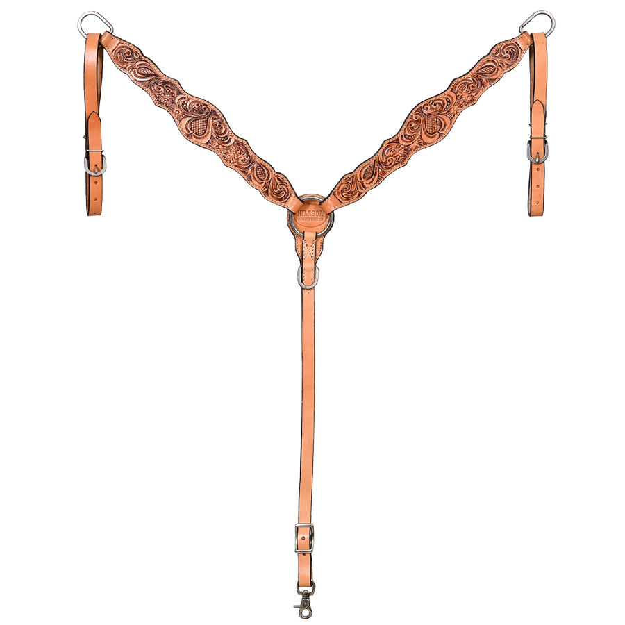 HILASON Western Horse Floral Headstall Breast Collar Wither American Leather Tack Set