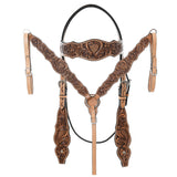 HILASON Western Horse Floral Headstall Breast Collar One Headstall American Leather Tack Set