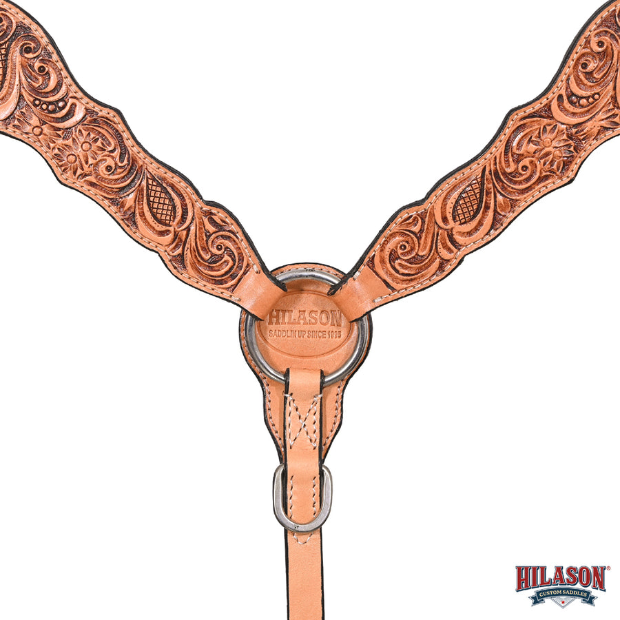 HILASON Western Horse Floral Headstall Breast Collar Wither American Leather Tack Set