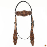 HILASON Western Horse Floral Headstall Breast Collar One Headstall American Leather Tack Set