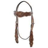 HILASON Western Horse Floral Headstall Breast Collar One Headstall American Leather Tack Set