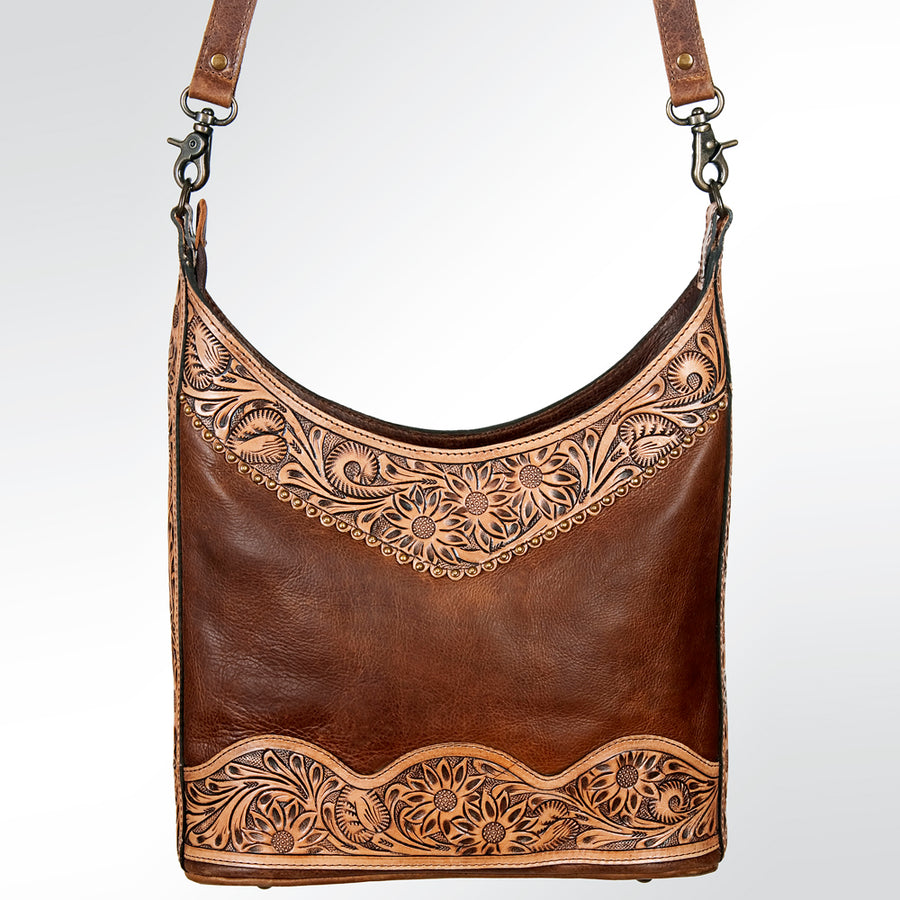 GIBGX207 American Darling Hand Tooled Hair On Genuine Leather Women Bag Western Handbag Purse