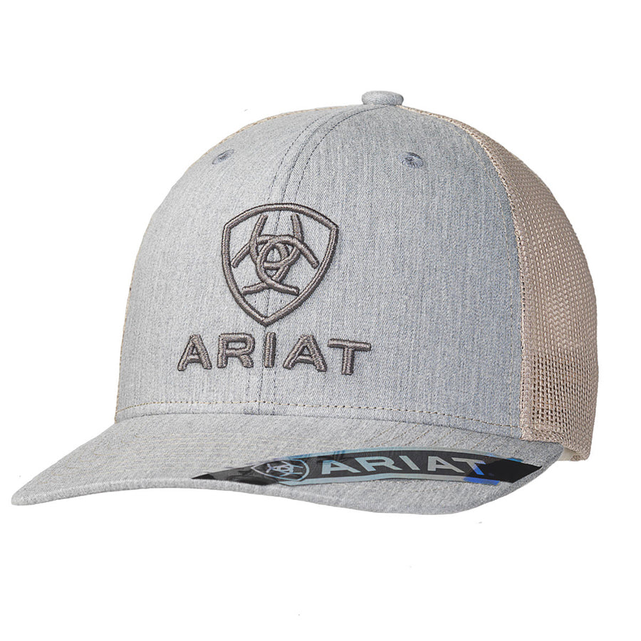 Ariat Mens Hat Baseball Cap Snap Mesh R112 Embroidery Grey by Hilason – Cowboy and equestrian accessories