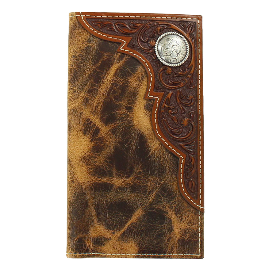 Ariat W. Mens Wallet Rodeo Leather Concho Distressed Tan by Hilason – Cowboy and equestrian accessories