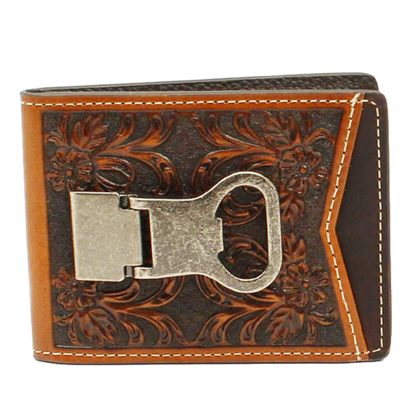 M&F Western Concho Floral Embossed Money Clip Wallet - Uhorse